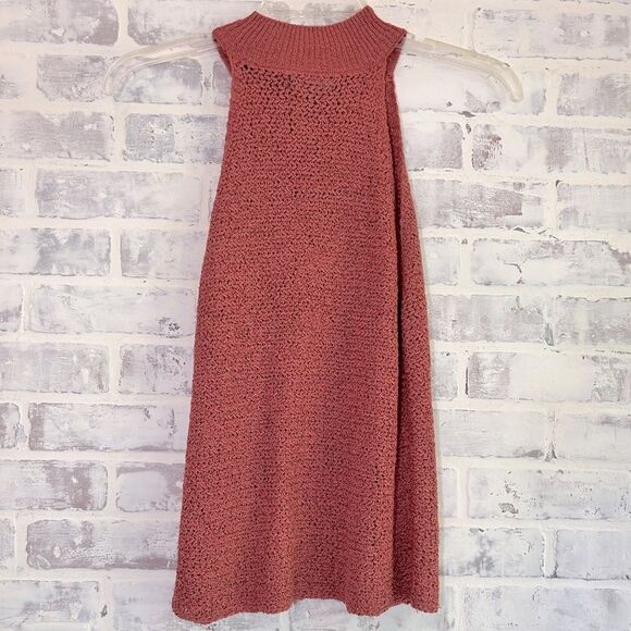 NWT Lulus Knit High Neck Tank Top Boho Coastal Pink Airy Women’s Size Small - Picture 2 of 5